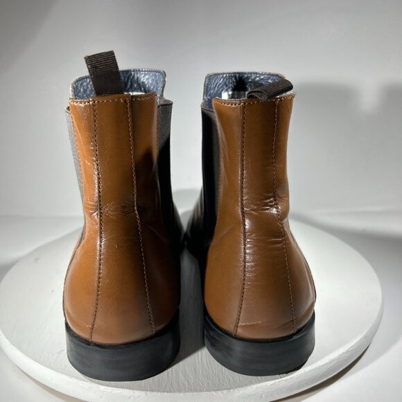 Arturo Calle Mens Size 10 Leather Dress Ankle Chelsea Boots Brown Shoes Slip On - Picture 6 of 12